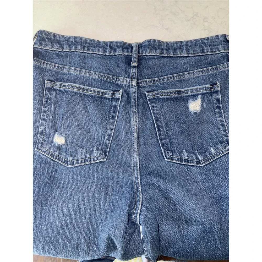 Free‎ Assembly Super High Rise Straight Jeans Womens 10 32x29 Raw Hem Distressed